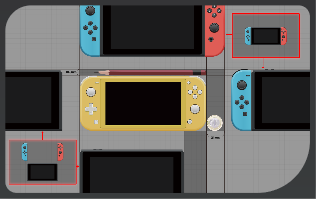 スイッチとスイッチライトでサイズ比較