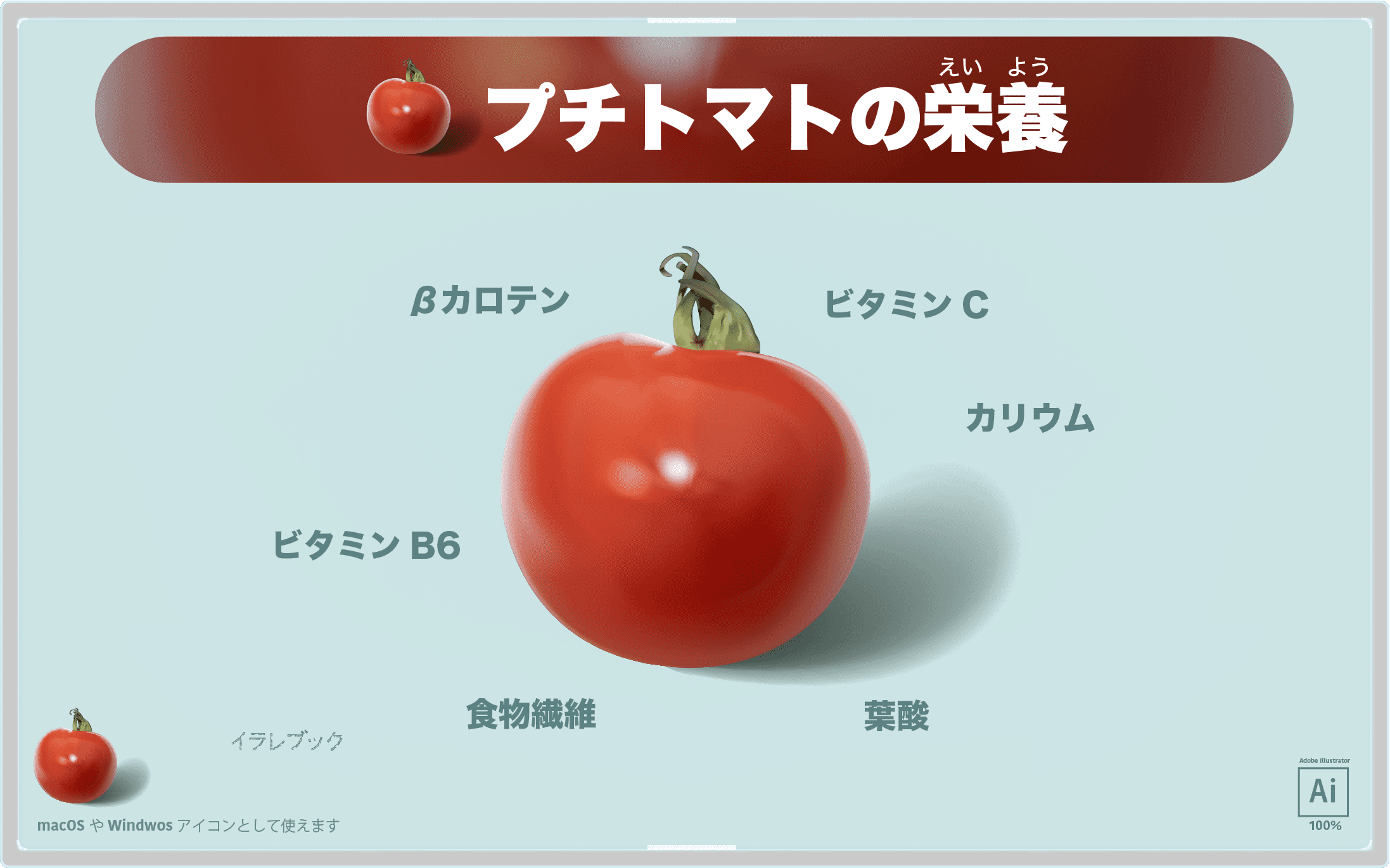 ミニトマト イラスト リコピンたっぷり真っ赤なミニ野菜の栄養 選び方 食べ方 イラレマンガ