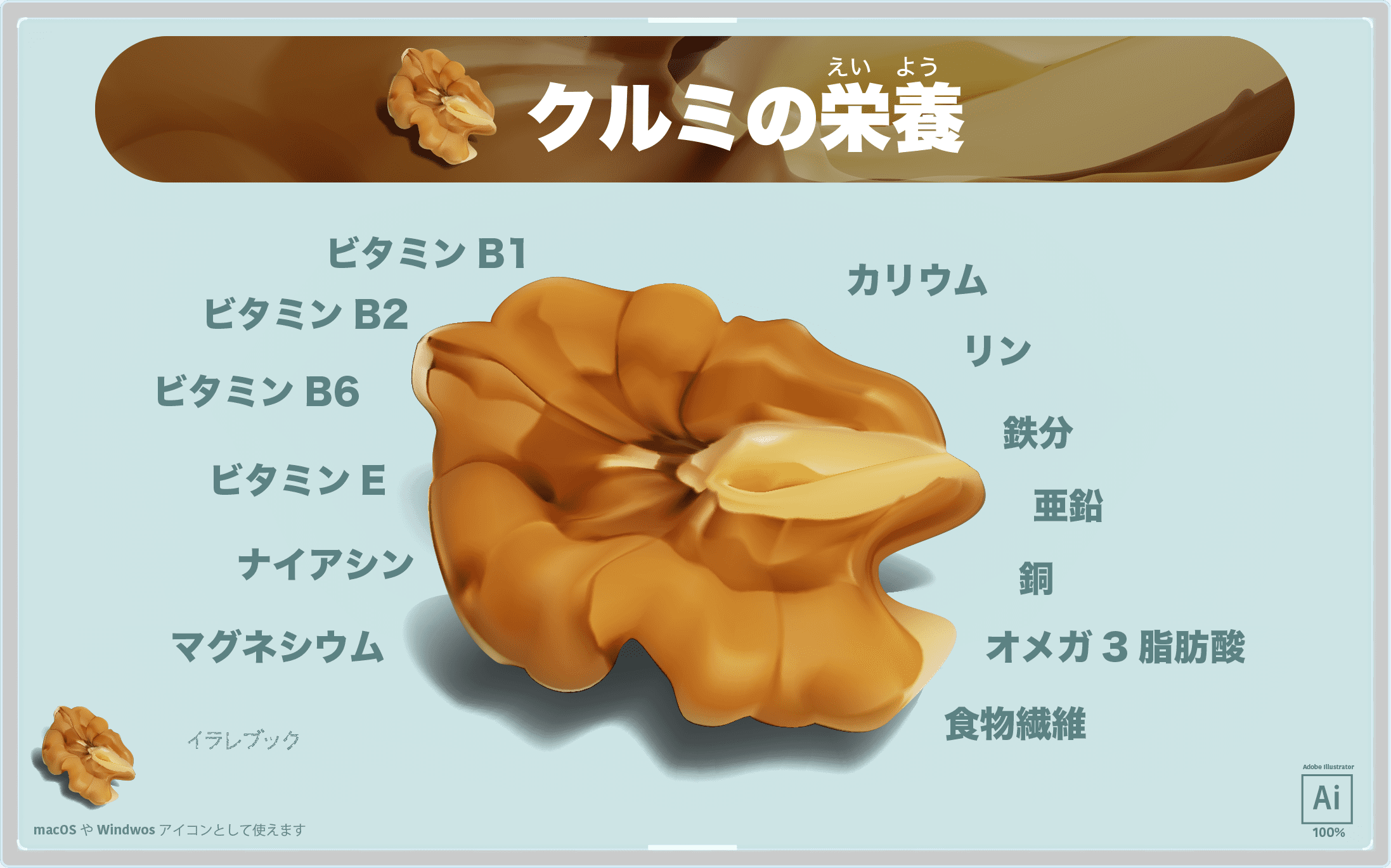 クルミの栄養を図解