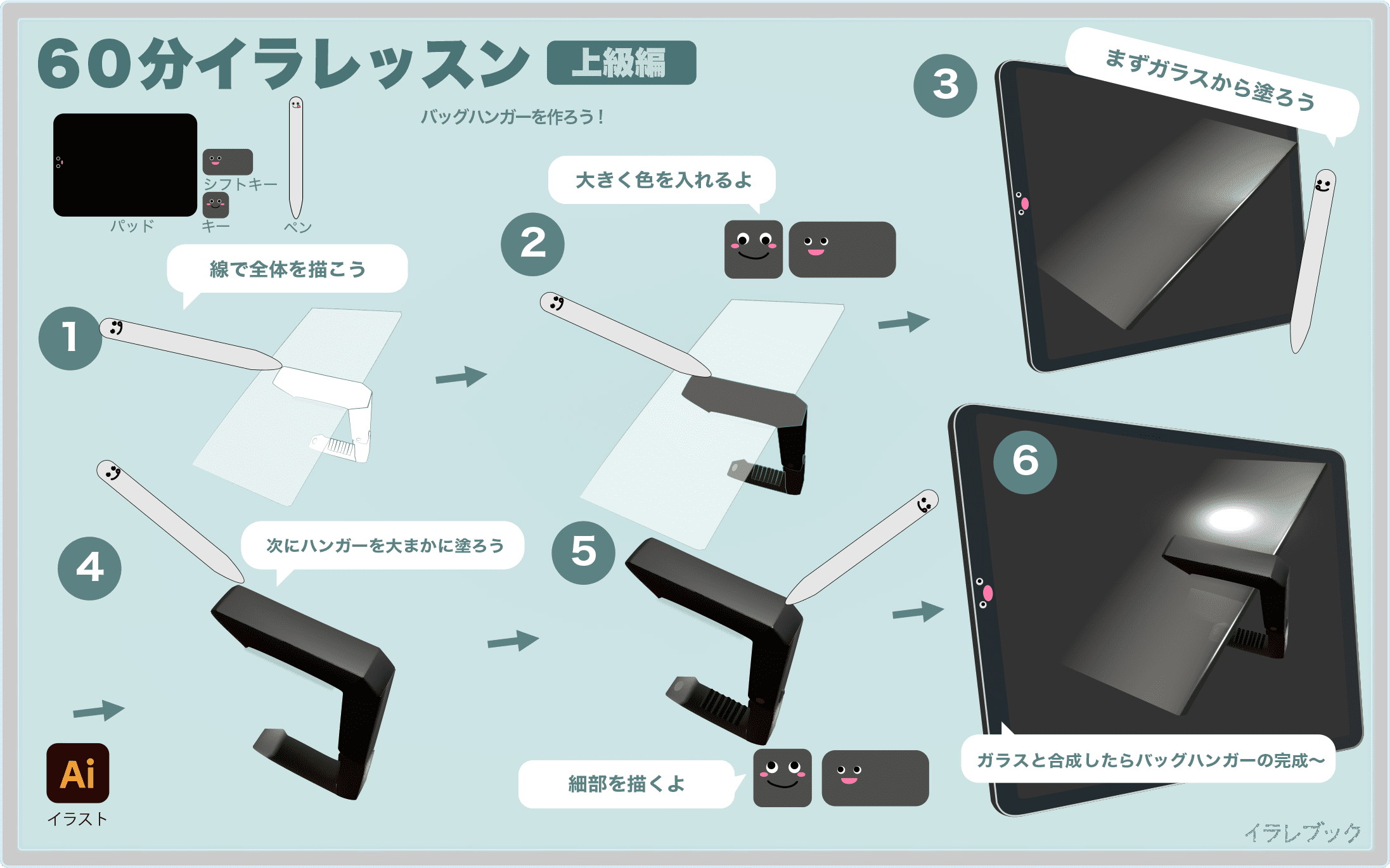 バッグハンガーを描くための実践テクニック