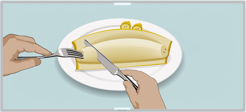 バナナも左端からひと口大に切って食べる