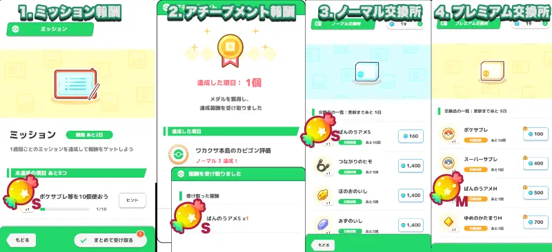 ばんのうアメが入手できる4つの場所をまとめた画像