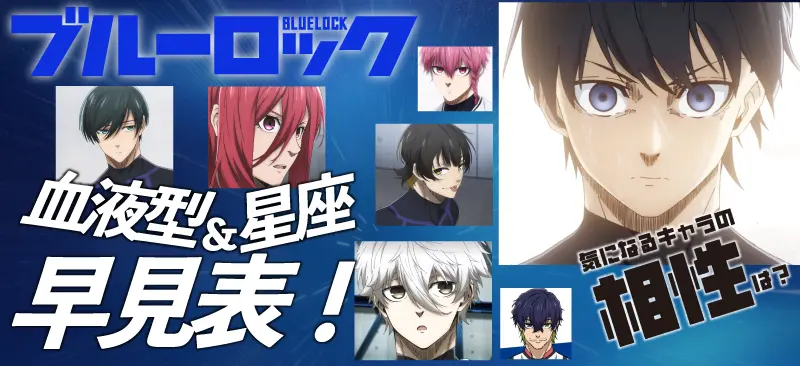 【ブルーロック】血液型&星座早見表!気になるキャラの相性は?