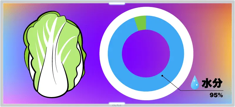 白菜は、全体の95％が水分でできている。