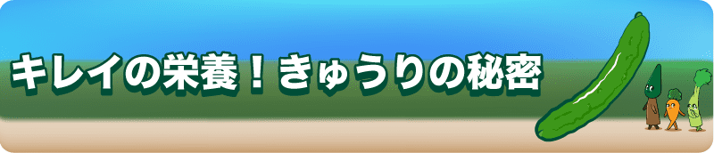 【キレイの栄養！きゅうりの秘密】本当は美容にいいきゅうり。その理由は？