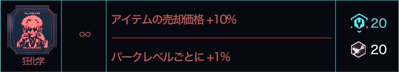 サイバーパンク2077 クラフトパークトレイト
