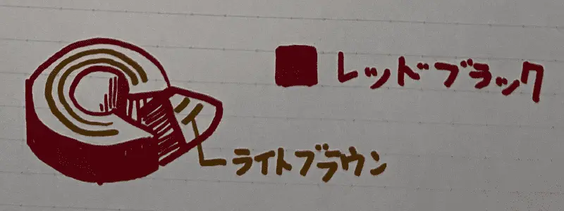 レッドブラックで書いたイラストと文字見本