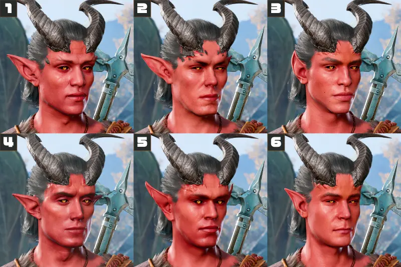 ティーフリングの男性の顔の全パターン画像