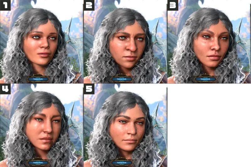 ドワーフの女性の顔の全パターン画像