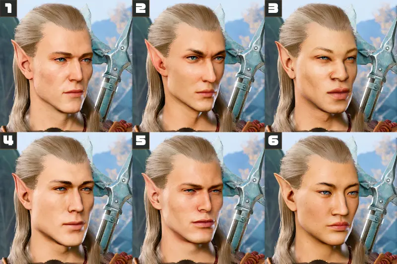 highelfの男性の顔の全パターン画像