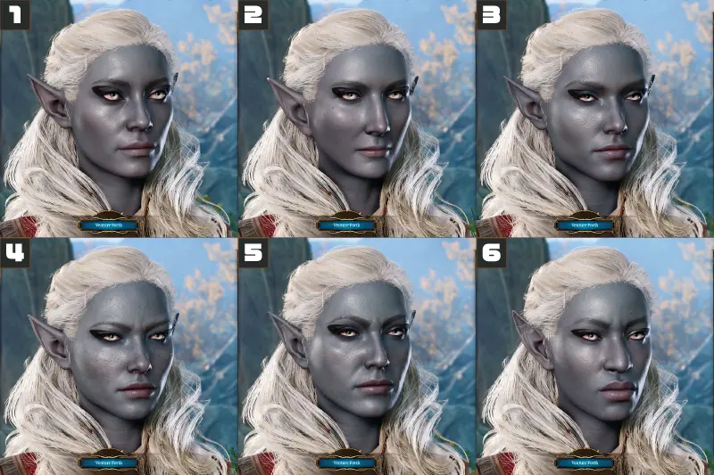 セルダリンドロウの女性の顔の全パターン画像