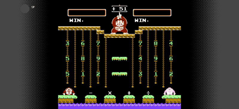 ドンキーコングJR.の算数遊びのゲーム画面