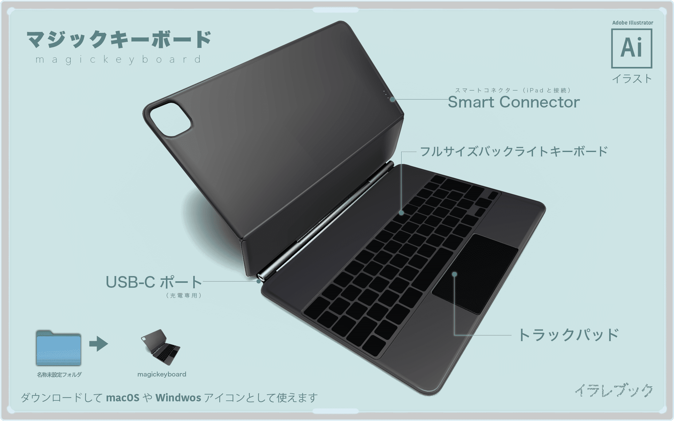 Magickeyboard イラスト 使い方 利用ガイド 従来のキーボードと比較 イラレマンガ Ipadmagickeyboard