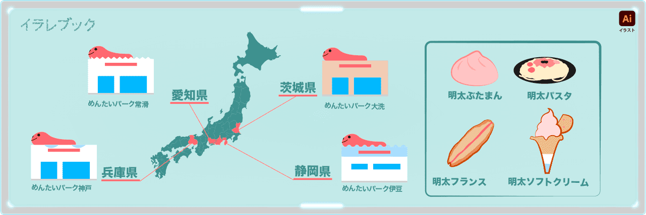 全国にあるめんたいパークと明太ぶたまんと明太子ソフトクリーム