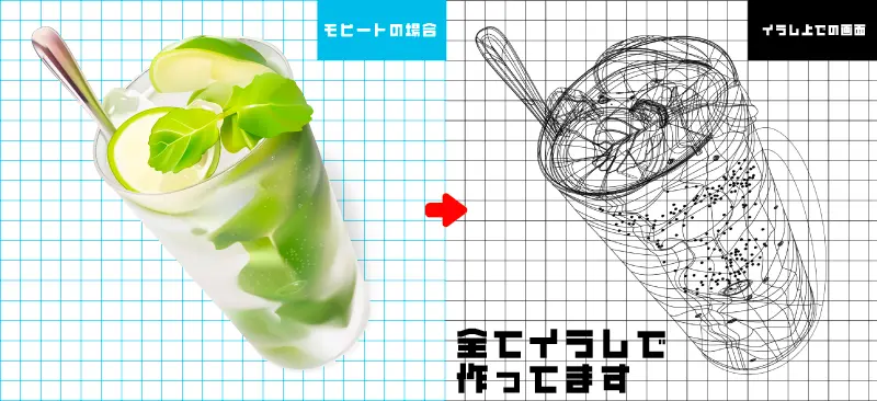 イラストレーター上でのモヒート画像のメイキング