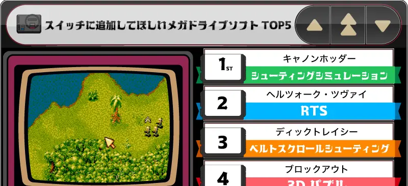 スイッチに追加してほしいメガドライブソフトTOP5