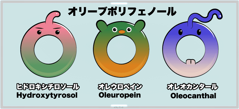 Hydroxytyrosol(ヒドロキシチロソ―ル)◆Oleuropein(オレウロペイン)◆Oleocanthal(オレオカンタール)