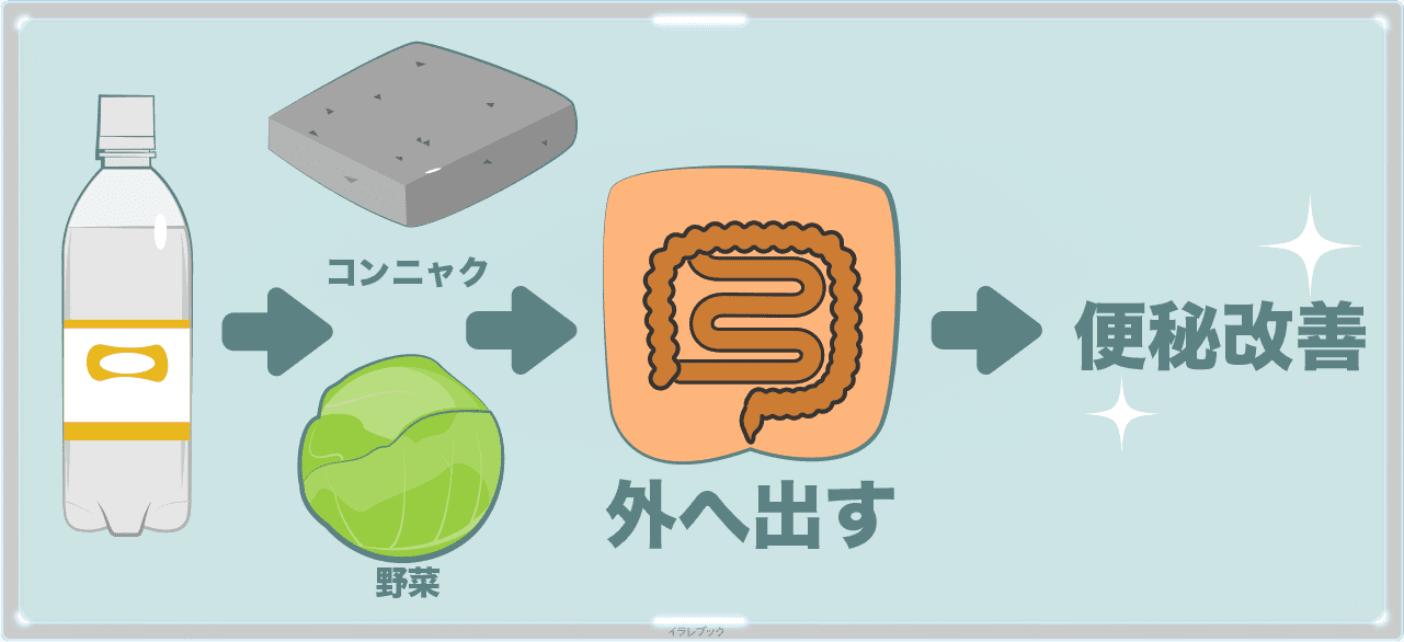 ある程度かさばるものである野菜やこんにゃくを食べて便秘改善