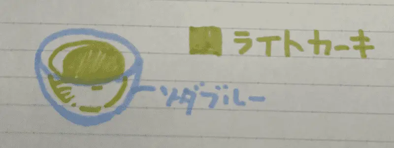 ライトカーキで書いたイラストと文字見本