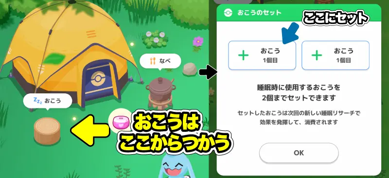 ポケモンスリープのおこう