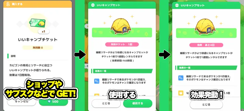 ポケモンスリープのチケット