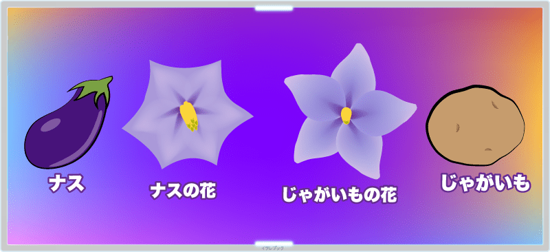 「じゃがいも」と「ナス」の共通点は花