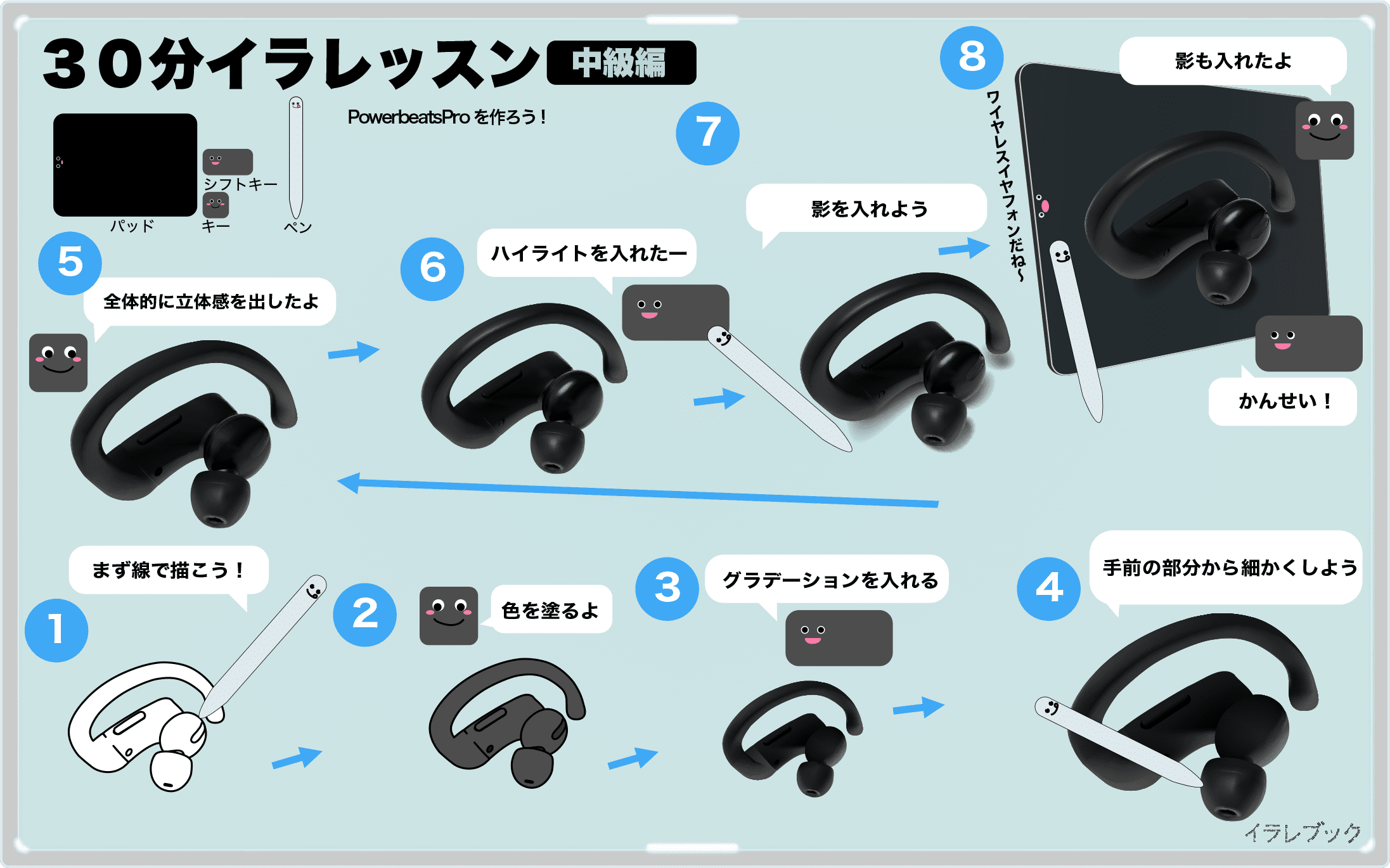 30分イラレッスン PowerBeatsPro