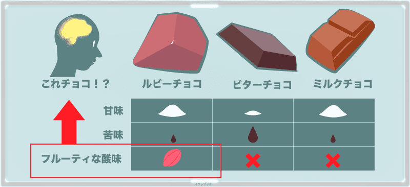 ルビーチョコレートだけにある風味によって脳が迷うから