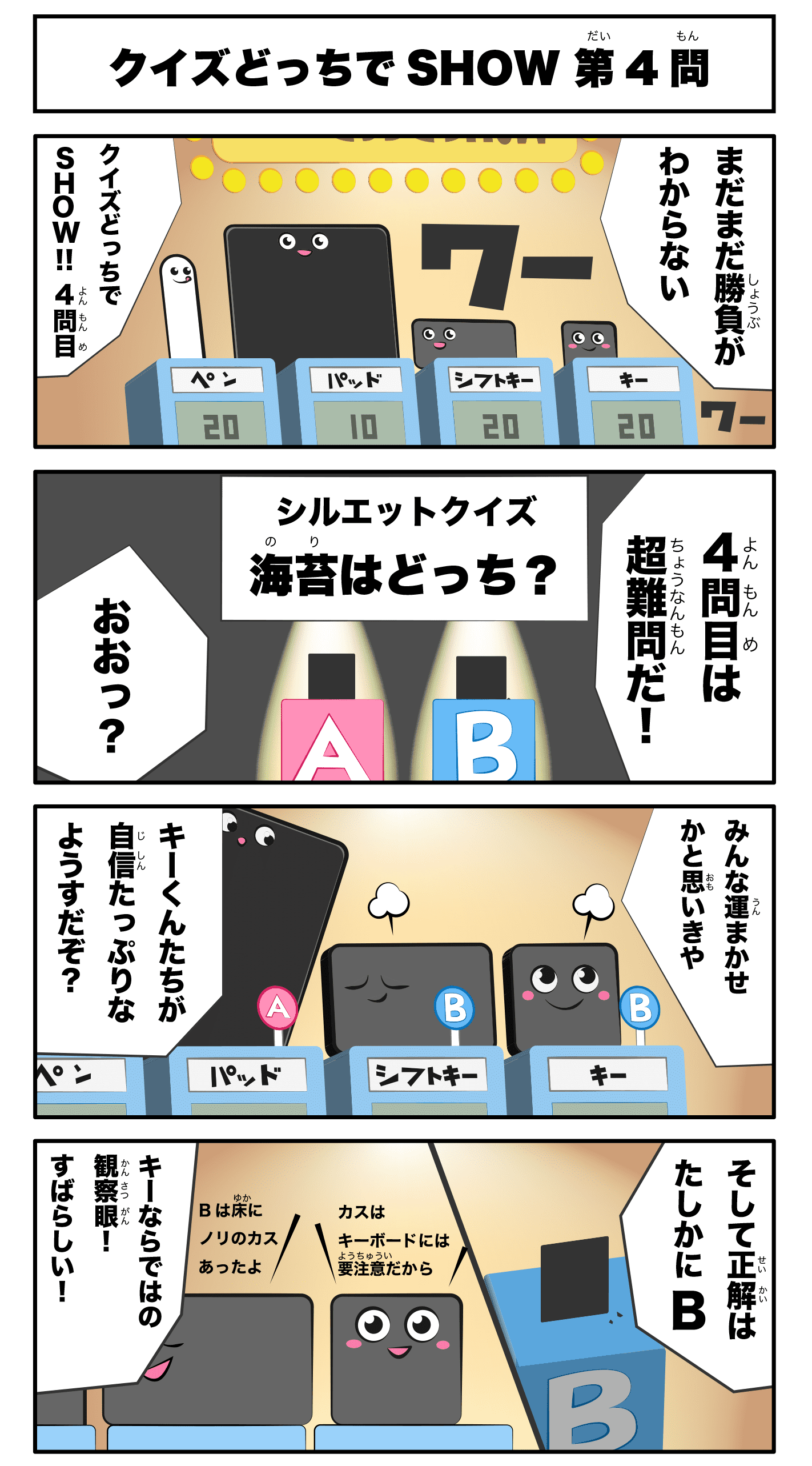 4コマ漫画「クイズどっちでSHOW 第4問目」