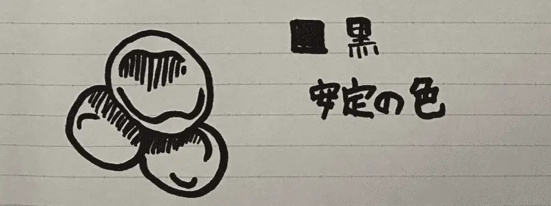 黒で書いたイラストと文字見本