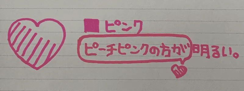 ピンクで書いたイラストと文字見本