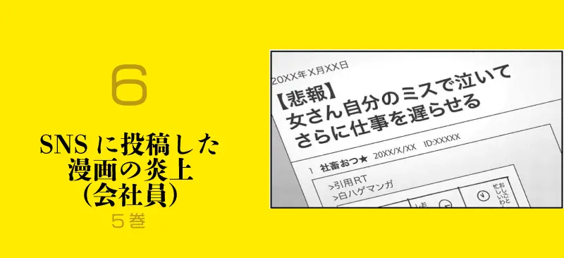 6.SNSに投稿した漫画の炎上(会社員)のイメージ